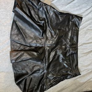 Leather ruffled skirt